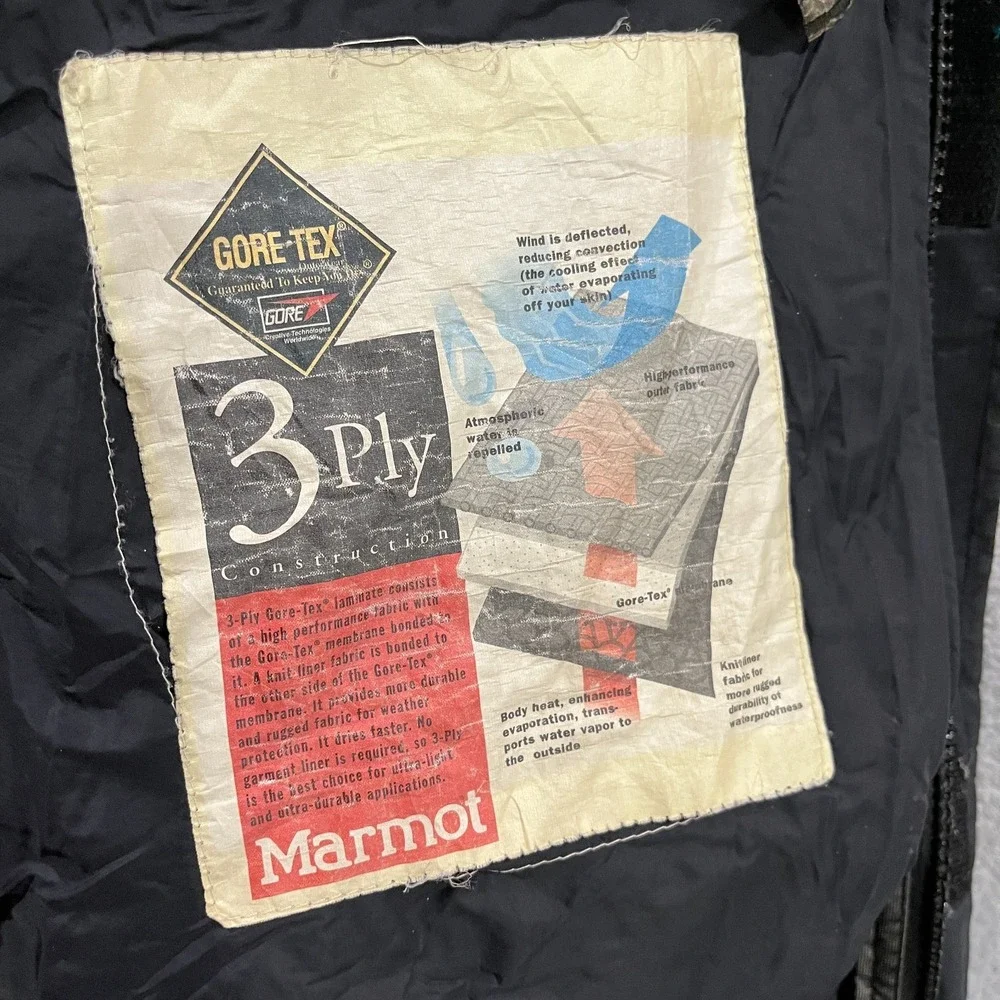 Vintage Marmot Mens Shell Jacket Large 3-Ply Gore Tex Ski Nylon Purple Black 90s